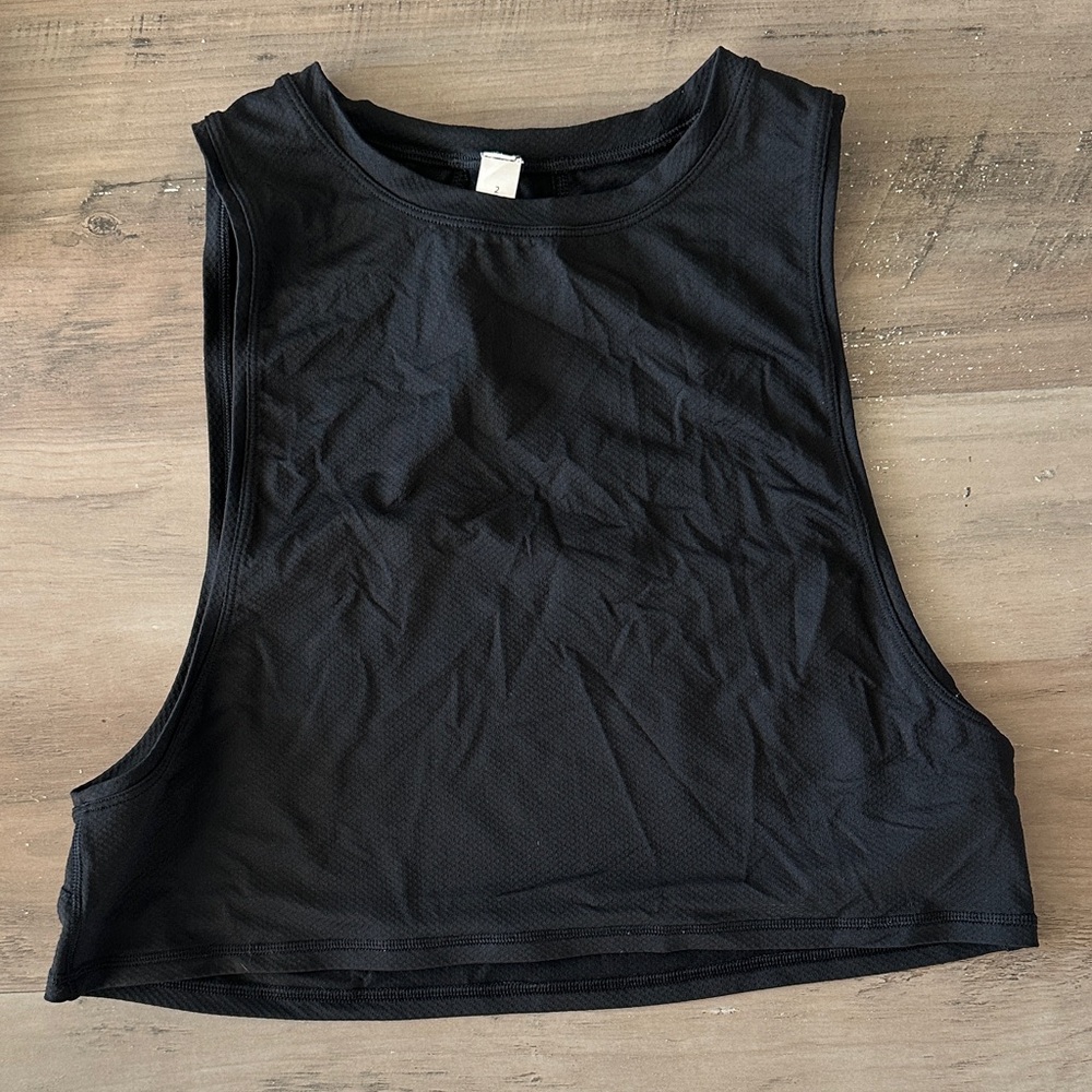 Lululemon Black Sleeveless Crop Muscle Tee